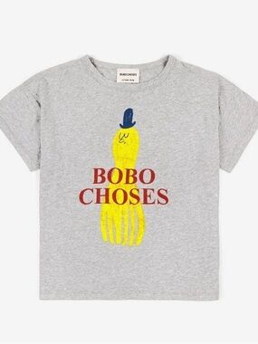 Bobo Choses Gray Tee with Yellow Octopus and Red Logo